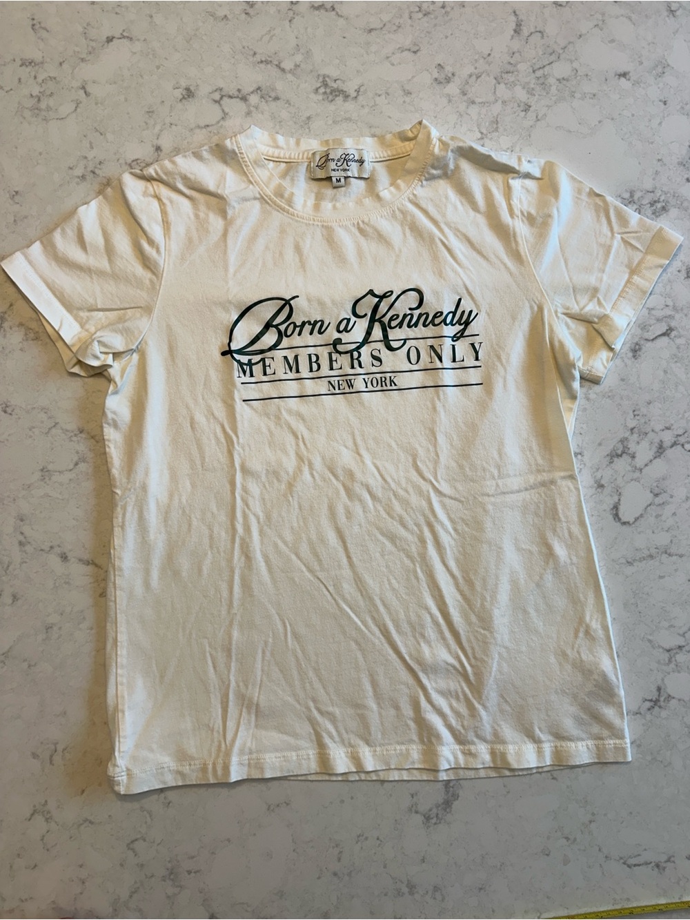 White 'Born a Kennedy' Graphic Crewneck Tee